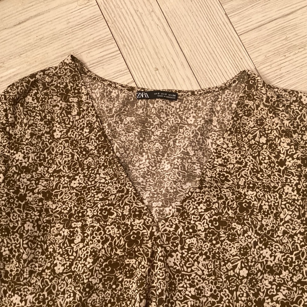 Zara Brown and Cream Sleeveless Blouse